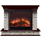 Каминокомплект Glenrich Панорама Грот цветной Sharm 33 (красное дерево)+Sharm 33 BL