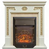 Каминокомплект Alex Bauman Onegin угловой (белый шоколад)+Majestic Black