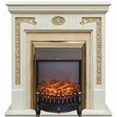 Каминокомплект Alex Bauman Onegin угловой (белый шоколад)+Fobos Brass
