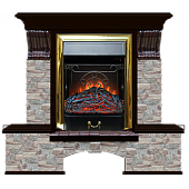 Каминокомплект Glenrich Бостон К Грот цветной (венге)+Majestic Brass