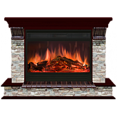 Каминокомплект Glenrich Панорама Грот цветной 33 (красное дерево)+Premier S33