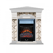 Каминокомплект Glenrich Арочный Карелия угловой (беленый дуб)+Majestic Black