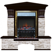 Каминокомплект Glenrich Бостон К Мисхор угловой (венге)+Fobos Brass