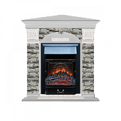 Каминокомплект Glenrich Арочный Алтай угловой (беленый дуб)+Majestic Black