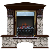 Каминокомплект Glenrich Бостон К Карелия угловой (дуб)+Fobos Brass