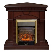 Каминокомплект Меркурий Tyree-S угловой (темный дуб)+Majestic Brass