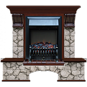 Каминокомплект Glenrich Бостон К Карелия (красное дерево)+Fobos Black