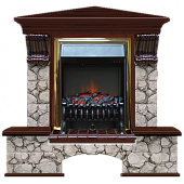 Каминокомплект Glenrich Бостон К Карелия угловой (красное дерево)+Fobos Brass