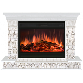 Каминокомплект Glenrich Панорама Карелия 33 (беленый дуб)+Premier S33