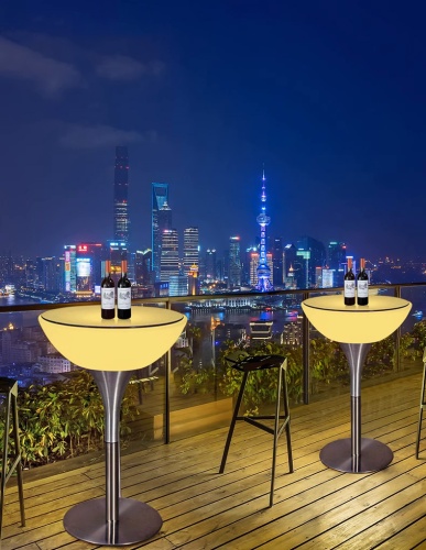 Стол светящийся квадратный на металическом основании 60х60х106