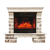 Каминокомплект InterFlame Экстер Кавказ (бежевый с патиной)+Panoramic 25 LED FX