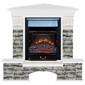 Каминокомплект Glenrich Бостон К Алтай угловой (белый)+Majestic Black