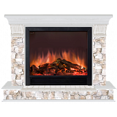 Каминокомплект Glenrich Панорама Арбат Sharm 33 (беленый дуб)+Sharm 33 BL