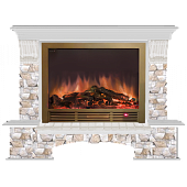 Каминокомплект Glenrich Бостон Арбат Ш-33 (беленый дуб)+Sharm 33 BR