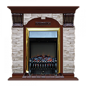 Каминокомплект Glenrich Арочный Мисхор (красное дерево)+Fobos Brass