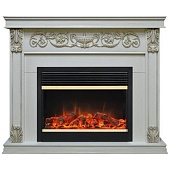 Каминокомплект Alex Bauman Palmetta (дуб белый с золотом)+Jupiter FX Brass