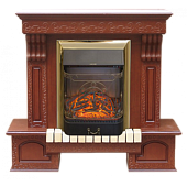 Каминокомплект Меркурий Lace (дуб средний)+Majestic Brass